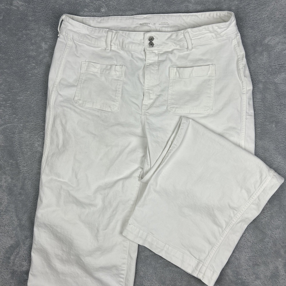 Old Navy Denim Jeans Women's White Sky‎ Hi Wide Leg Extra High Rise Plus Size 20